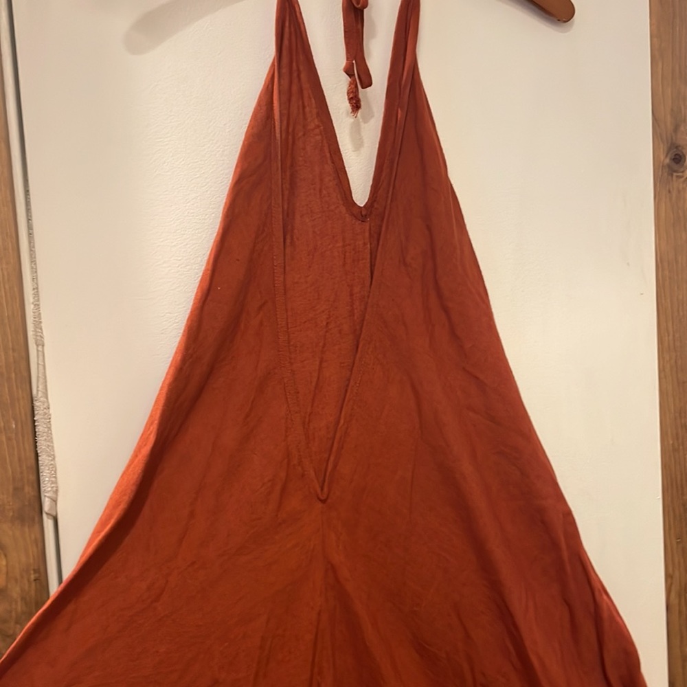 Handmade terracottta linen maxi dress -NWT-